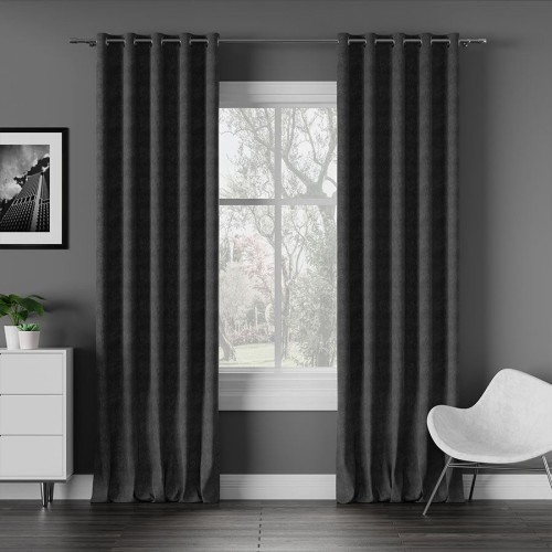 Przejdź do produktu Zasłona gotowa na przelotkach ciepła grafitowa 140x260 cm MILAS/800