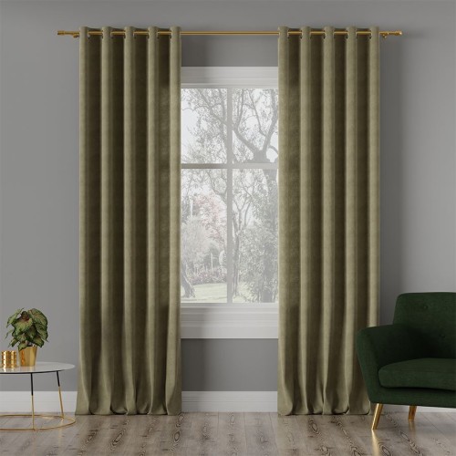 Przejdź do produktu Zasłona gotowa na przelotkach ciemna szarozielona 140x260 cm MILAS/364