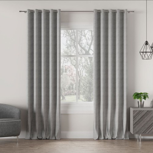 Przejdź do produktu Zasłona gotowa na przelotkach welurowa beżowo-szara 140x260 cm MILAS/794