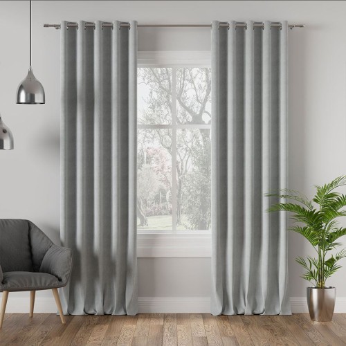 Przejdź do produktu Zasłona gotowa na przelotkach welurowa chłodna szara 140x260 cm MILAS/792