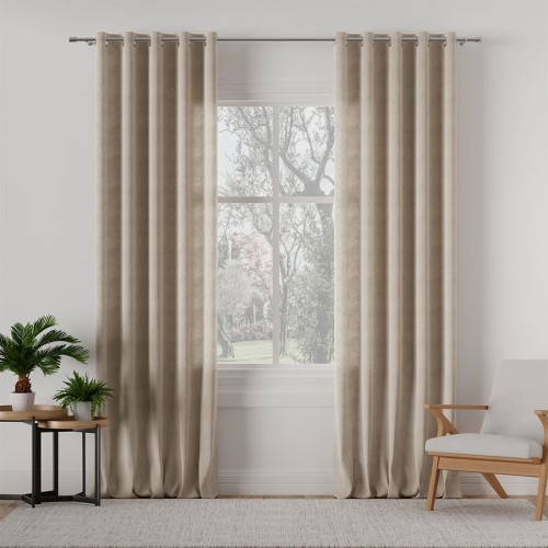 Przejdź do produktu Zasłona gotowa na przelotkach welurowa szarobeżowa 140x260 cm MILAS/375