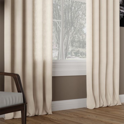 Przejdź do produktu Zasłona welurowa na taśmie jasna ciepła beżowa 140x260 cm MILAS/374