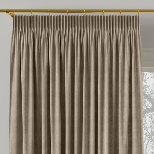 Przejdź do produktu Zasłona welurowa na taśmie szarobeżowa 140x260 cm MILAS/375