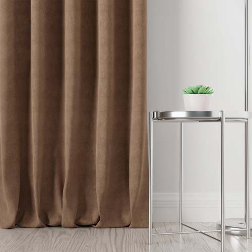 Przejdź do produktu Zasłona welurowa na taśmie ciepła brązowa 140x260 cm MILAS/008