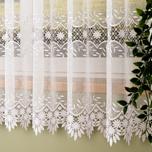 Przejdź do produktu Firanka haftowana z gipiurową aplikacją wysokość 180 cm 122739