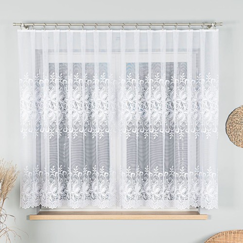 Przejdź do produktu KUPON 300x160 cm Firana żakardowa ze wzorem pasowym 018227