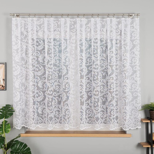 Przejdź do produktu KUPON 500x160 cm Firana biała ze wzorem po całości 028070
