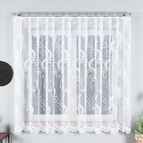 Przejdź do produktu KUPON 430x180 cm Firana żakardowa biała ze wzorem 019245 