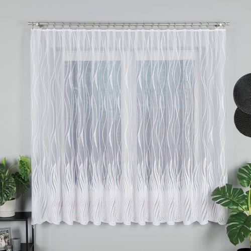 Przejdź do produktu KUPON 200x180 cm Firana żakardowa biała ze wzorem 007505
