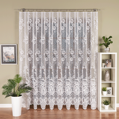Przejdź do produktu KUPON 250x270 cm Firana żakardowa ze wzorem kwiatowym 361100