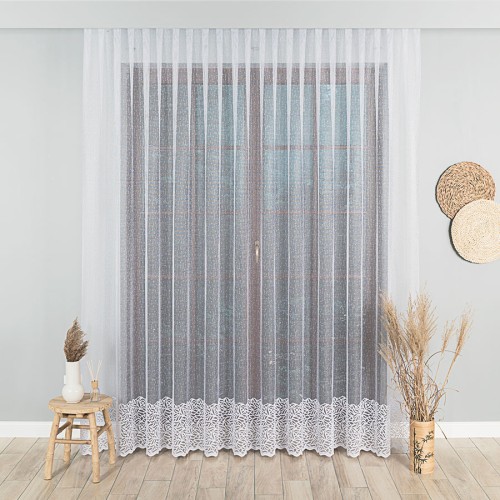 Przejdź do produktu KUPON 310x250 cm Firana żakardowa ze wzorem pasowym 628149