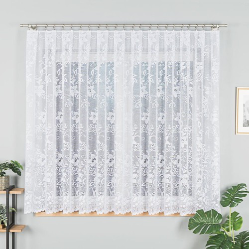Przejdź do produktu KUPON 240x160 cm Firana żakardowa biała ze wzorem 044131 
