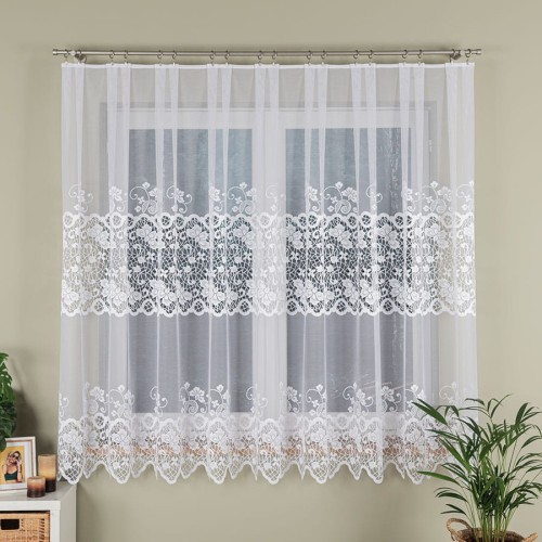 Przejdź do produktu KUPON 400x180 cm Firana żakardowa ze wzorem pasowym 015286