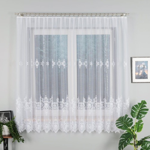 Przejdź do produktu KUPON 500x180 cm Firana żakardowa ze wzorem pasowym 618495