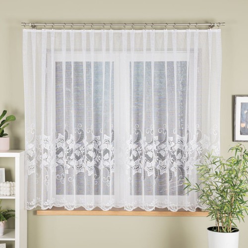 Przejdź do produktu KUPON 550x160 cm Firana żakardowa ze wzorem kwiatowym 350800