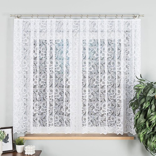 Przejdź do produktu KUPON 550x155 cm Firana żakardowa ze wzorem kwiatowym 044141