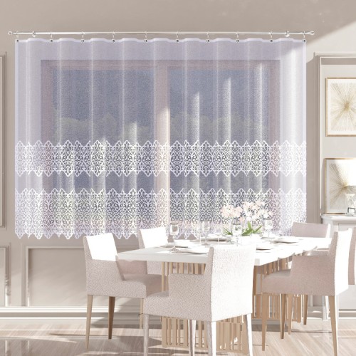 Przejdź do produktu Firanka żakardowa z pasowym wzorem wysokość 160 cm 019471