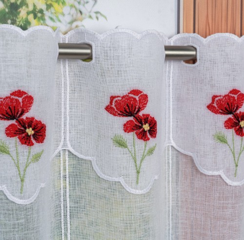 Przejdź do produktu Zazdrostka haftowana panelowa ze wzorem maków rozmiar 16x17 cm DZ12