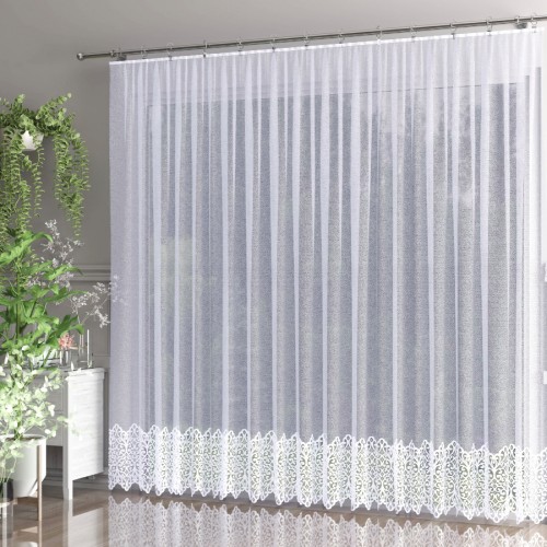 Przejdź do produktu Firanka żakardowa ze wzorem na samym dole wysokość 250 cm 019470 