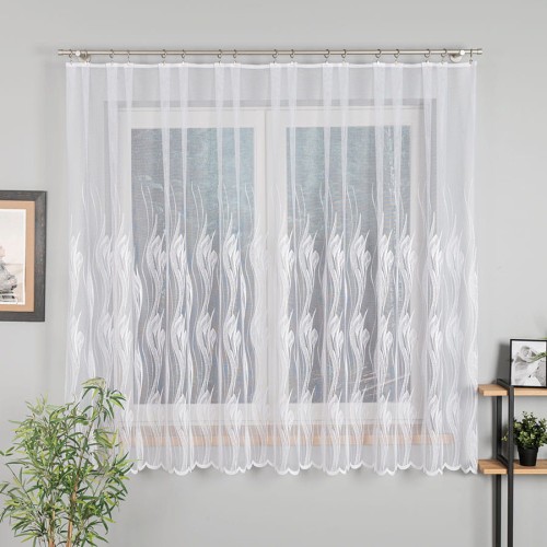 Przejdź do produktu KUPON 540x180 cm Firana żakardowa biała ze wzorem 002599