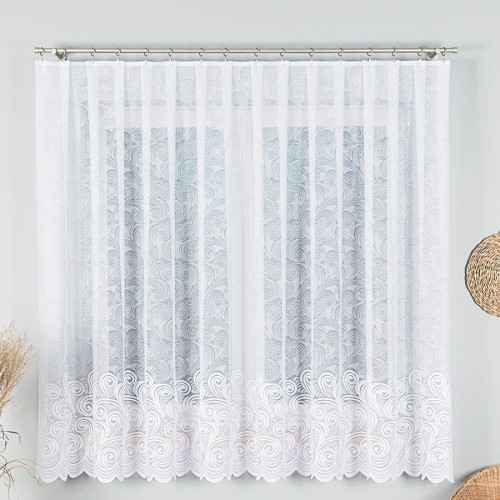 Przejdź do produktu KUPON 390x180 cm Firanka biała ze wzorem po całości 023391 