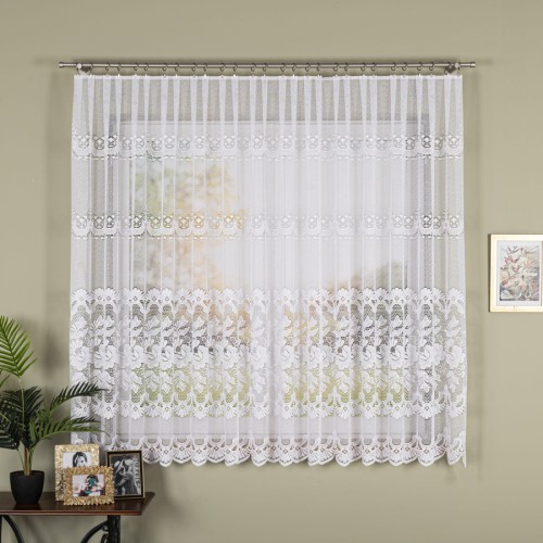 Przejdź do produktu KUPON 500x170 cm Firana żakardowa ze wzorem pasowym 361270