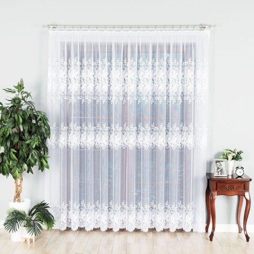 Przejdź do produktu KUPON 400x250 cm Firana żakardowa ze wzorem pasowym 018227