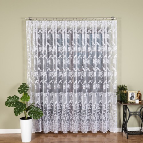 Przejdź do produktu KUPON 200x250 cm Firana żakardowa ze wzorem kwiatowym 049815