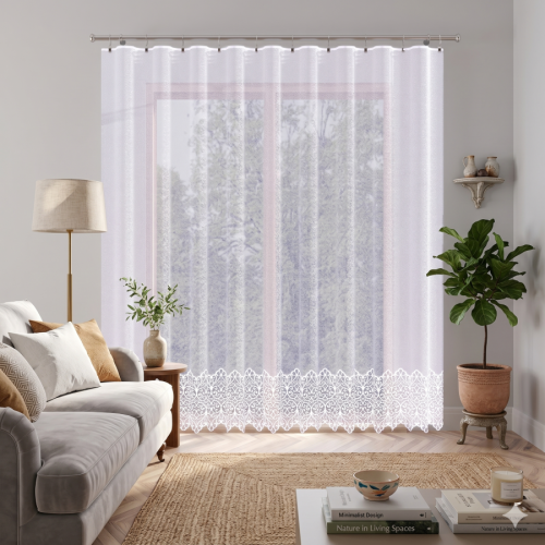 Przejdź do produktu Firanka żakardowa ze wzorem na samym dole wysokość 250 cm 019470 