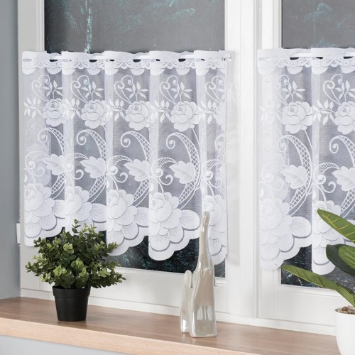 Przejdź do produktu Firanka żakardowa zazdrostka w kwiaty wysokość 70 cm 023006