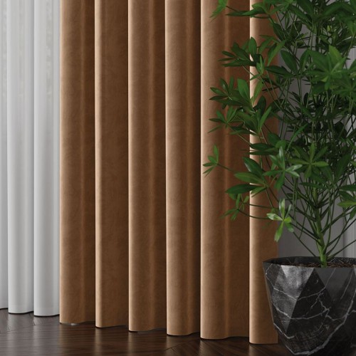 Przejdź do produktu Tkanina jednokolorowa gładka kolor camelowy na metry wysokość 300 cm VELVET/011