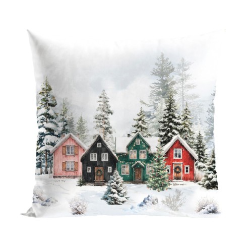Przejdź do produktu Poszewka velvetowa świąteczna ŚNIEŻNA DOLINA 45x45 cm W29