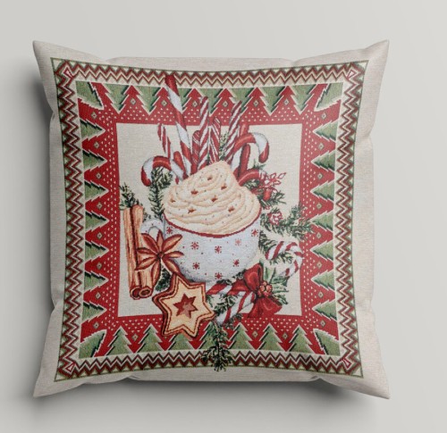 Przejdź do produktu Poszewka dekoracyjna gobelinowa z motywem świątecznym 45x45 cm SŁODYCZE/A