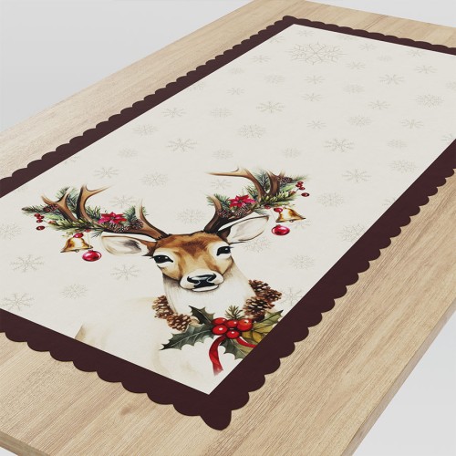 Przejdź do produktu Bieżnik dekoracyjny z motywem świątecznym 50x100 cm VINTAGE JELONEK