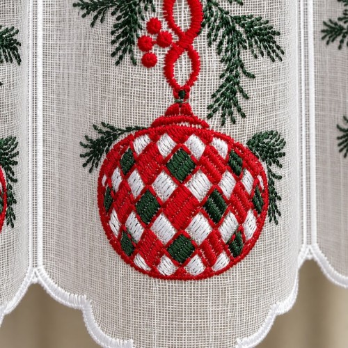 Przejdź do produktu Zazdrostka panelowa haftowana z motywem bombki choinkowej 16x70 cm PZ1