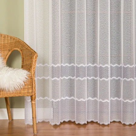 Firanka z aplikacją, dwupasowa, wysokość 290cm, kolor 010 offwhite APL004/433/010/000290/1