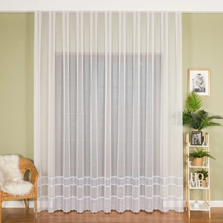 Firanka z aplikacją, dwupasowa, wysokość 290cm, kolor 010 offwhite APL004/433/010/000290/1