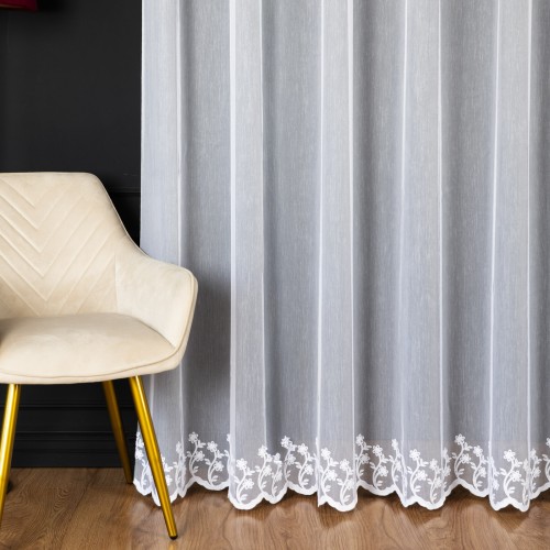 Przejdź do produktu Firanka haftowana ze wzorem na samym dole, wysokość 320cm, kolor 001 biały FH0077/768/001/000320/1