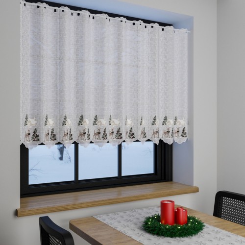 Przejdź do produktu Haftowana zazdrostka panelowa świąteczna jelonek z choinką 16x90 cm DZ16