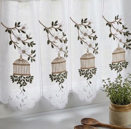 Przejdź do produktu Haftowana zazdrostka panelowa magnolia ze złotą klatką 16x60 cm MZ1