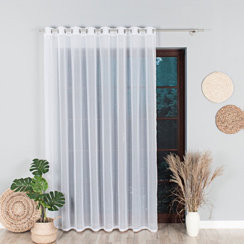 Przejdź do produktu Gotowa firanka woalowa biała na srebrnych przelotkach 200x250 cm W7