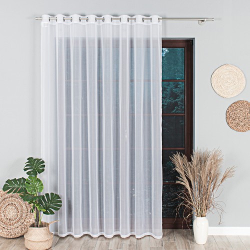 Przejdź do produktu Gotowa firana woalowa biała na srebrnych przelotkach 300x230 cm W7