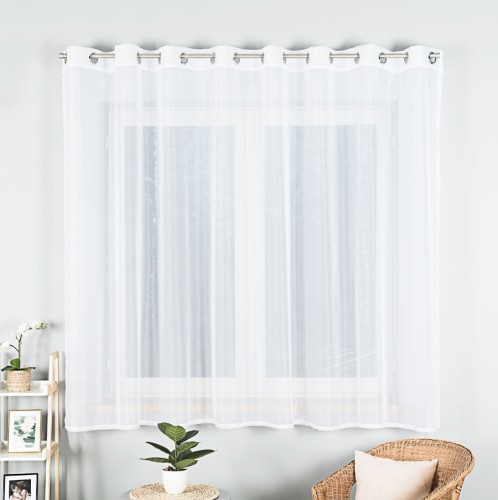 Przejdź do produktu Gotowa firanka woalowa biała na srebrnych przelotkach 300x160 cm W7