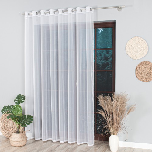 Przejdź do produktu Gotowa firanka woalowa biała na srebrnych przelotkach 400x240 cm W7