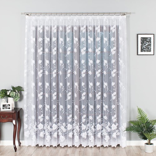 Przejdź do produktu KUPON 220x150 cm Firana żakardowa ze wzorem w liście 023025 