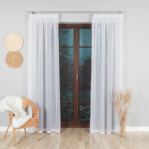 Przejdź do produktu Gotowa firana biała woalowa na taśmie marszczącej 200x250 cm W7