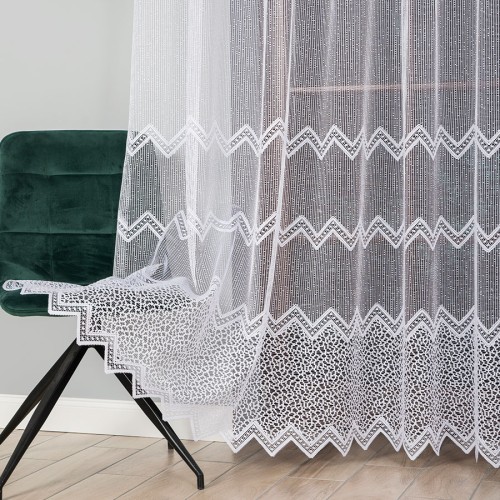 Przejdź do produktu KUPON Firanka żakardowa ze wzorem pasowym 150x250 cm 639040
