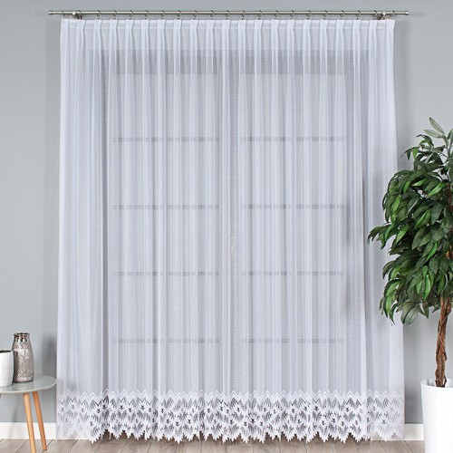 Przejdź do produktu KUPON 100x250 cm Firanka żakardowa ze wzorem u dołu 018989