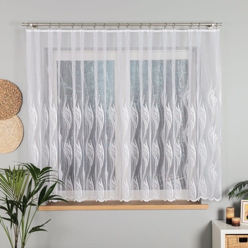Przejdź do produktu KUPON 530x160 cm Firana żakardowa biała ze wzorem 002599