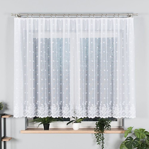 Przejdź do produktu KUPON 150x130 cm Firanka biała ze wzorem po całości 054160